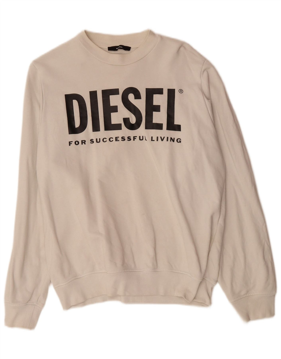 DIESEL Felpa con grafica da uomo Maglione piccolo in cotone bianco sporco