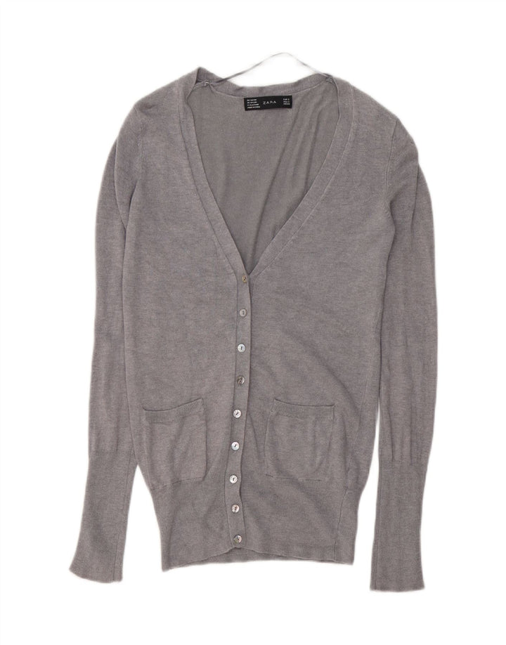Maglione Cardigan Da Donna ZARA UK 10 Piccolo Rayon Grigio