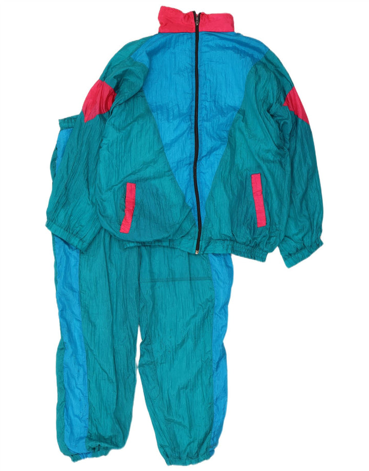 Tuta intera vintage da uomo XL in nylon color block blu