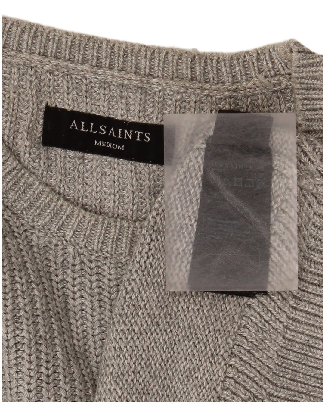 Maglione maglione girocollo da uomo All Saints in cotone grigio medio