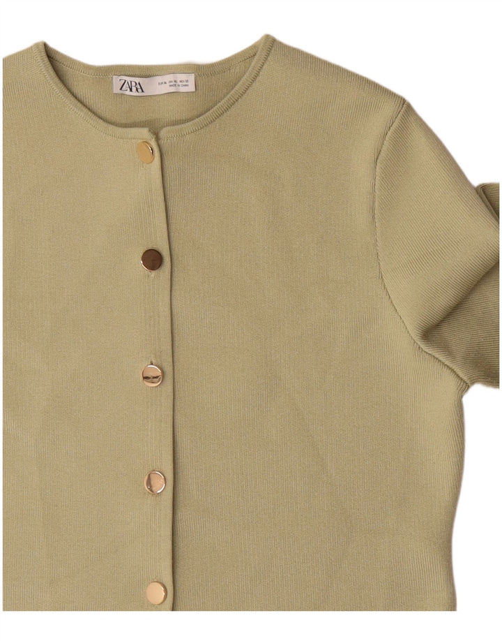 Maglione cardigan corto da donna Zara UK 18 XL verde poliestere