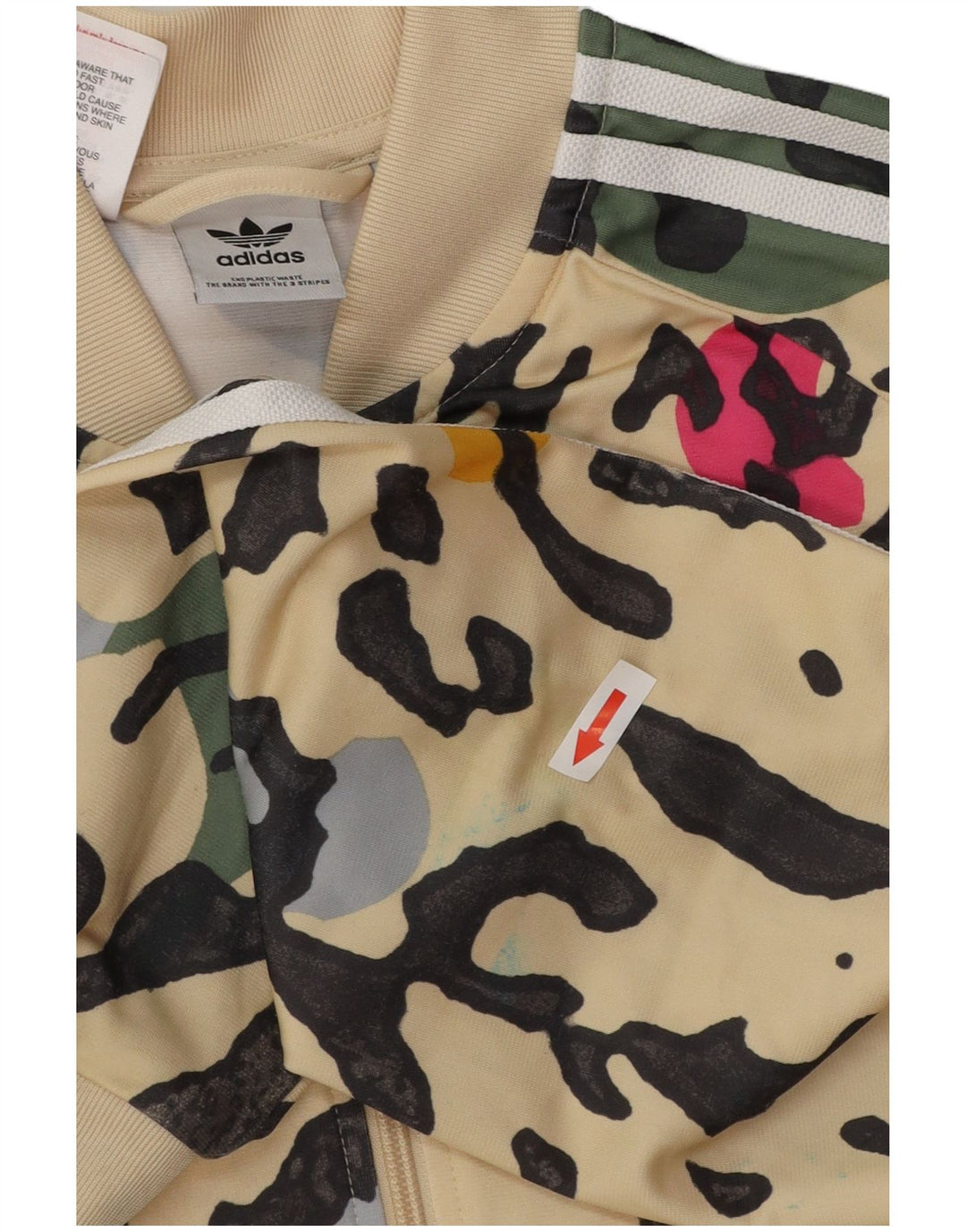 Giacca Top della Tuta da Bambina ADIDAS 15-16 Anni Poliestere con Stampa Animalier Beige