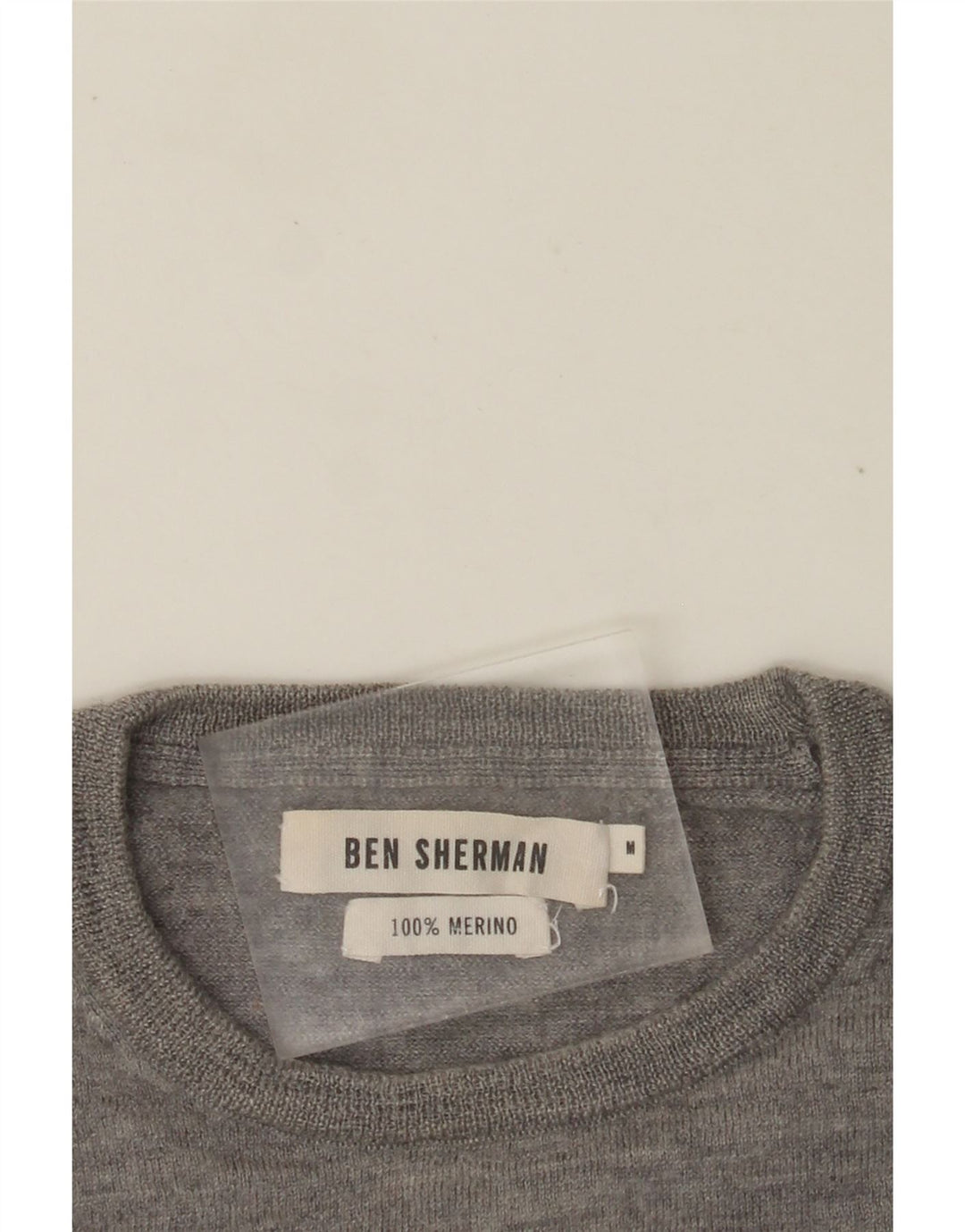 Maglione maglione girocollo da donna BEN SHERMAN UK 14 Lana merino grigio medio