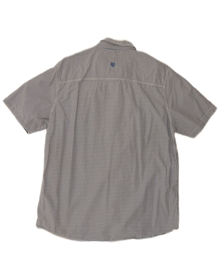 Camicia a maniche corte da uomo Fat Face Large in cotone a quadretti blu