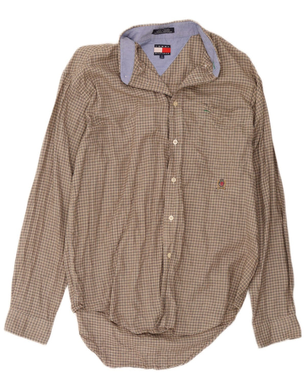 Camicia da uomo Tommy Hilfiger in cotone a quadri marrone medio