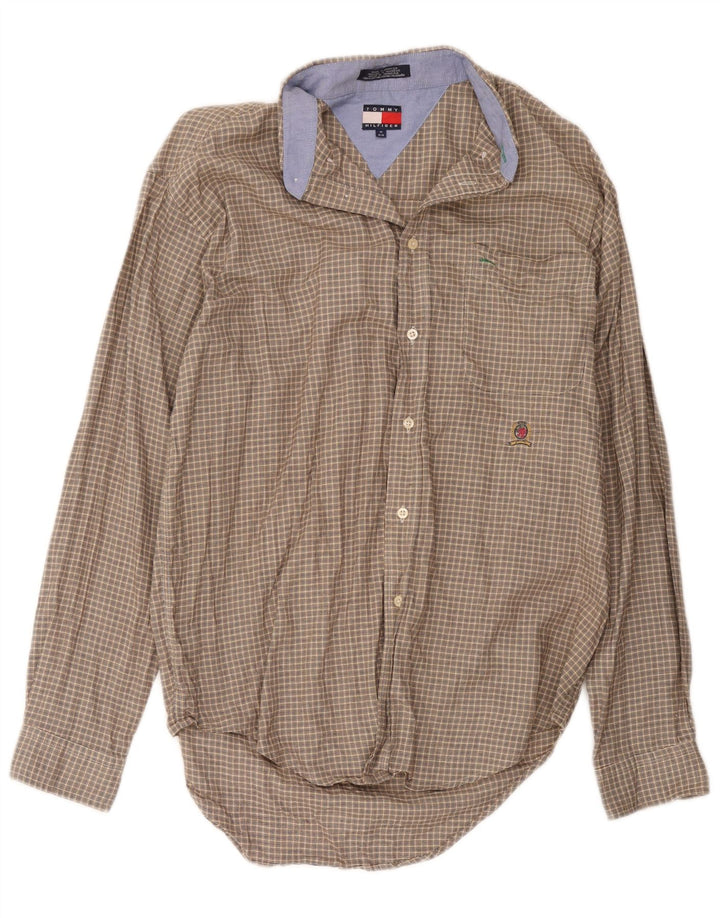 Camicia da uomo Tommy Hilfiger in cotone a quadri marrone medio