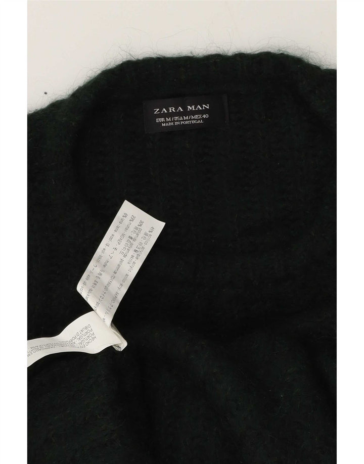 Maglione girocollo da uomo Zara in acrilico verde medio