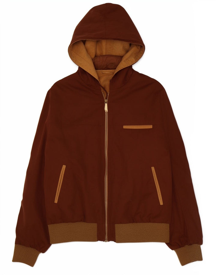Giubbotto bomber reversibile con cappuccio vintage da uomo UK 38 Colorblock marrone medio