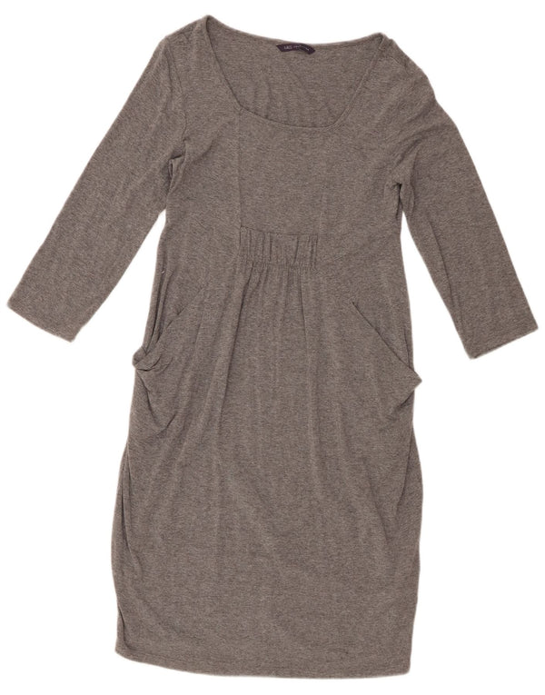 Marks & Spencer Womens 3/4 Sleeve Shift Dress UK 10 Small Grey Viscose