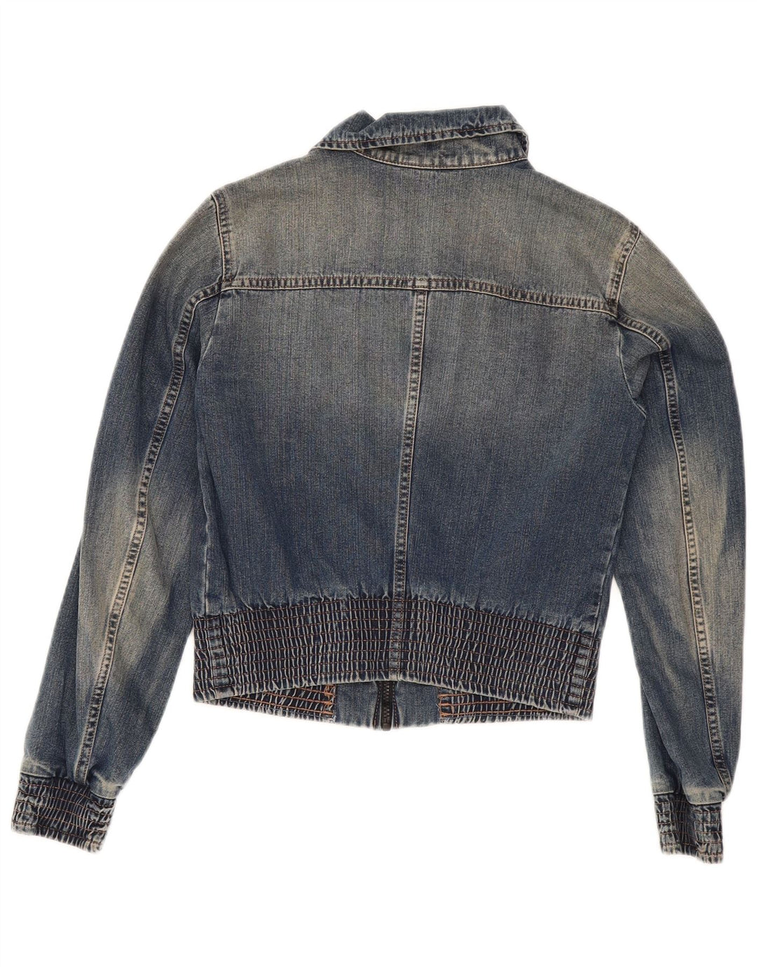 Giacca in denim corta da donna Sisley UK 10 piccola in cotone blu