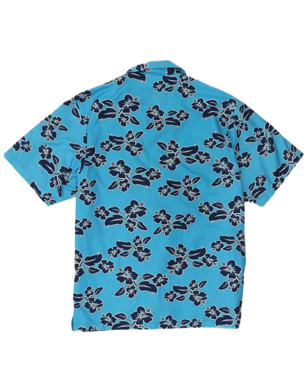 Camicia da uomo a maniche corte Astrolabio grande poliestere floreale blu