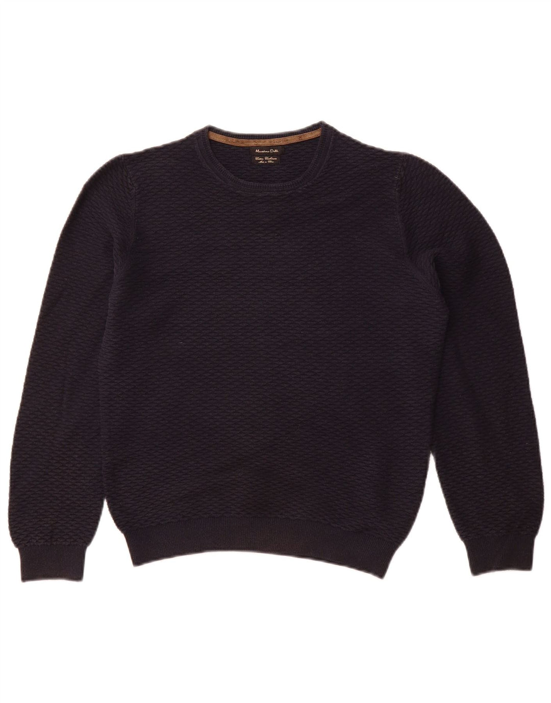 MASSIMO DUTTI Maglione da donna con scollo a barca UK 10 Piccolo cotone blu navy