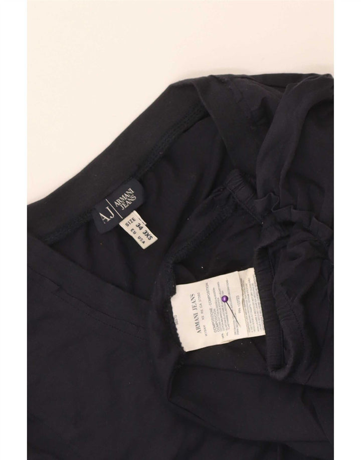 Top camicetta grafica da donna Armani EU 34 2XS cotone blu navy