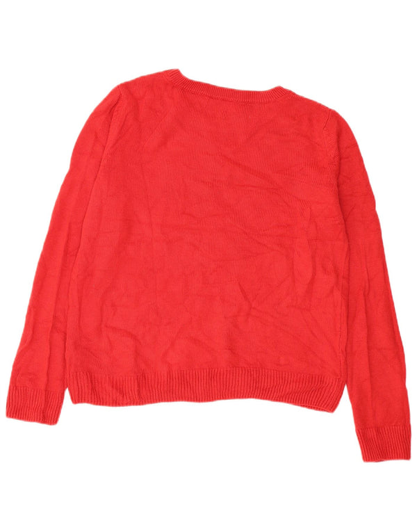 Maglione maglione girocollo con grafica da donna Marks & Spencer UK 14 rosso medio