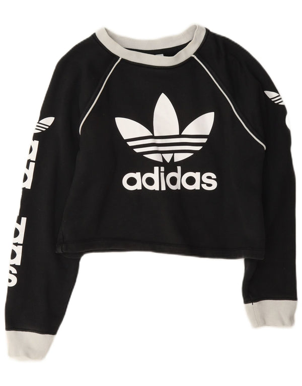 Felpa con grafica corta Adidas da donna UK 4 XS Colorblock grigio