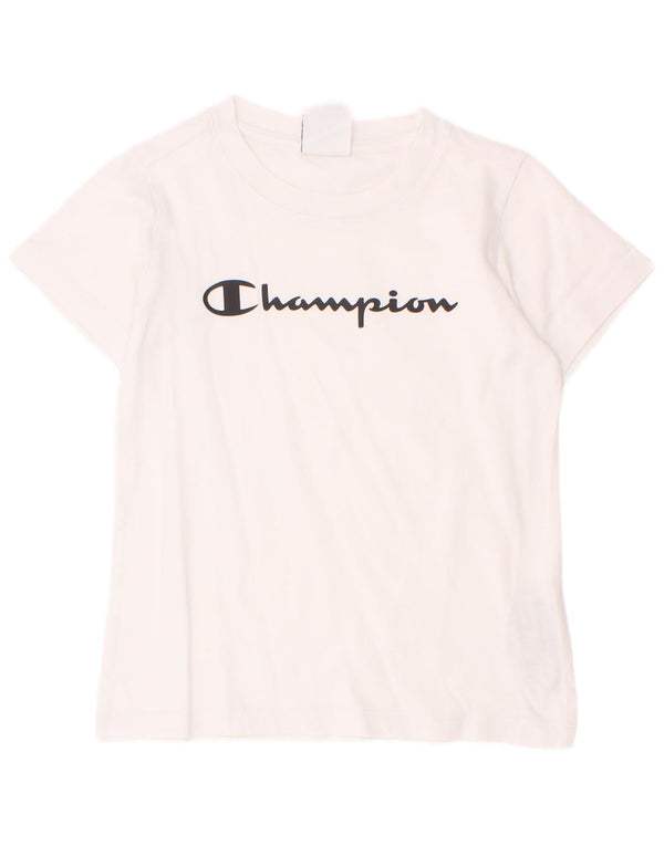T-shirt grafica Champion da bambino, 7-8 anni, piccola, in cotone bianco