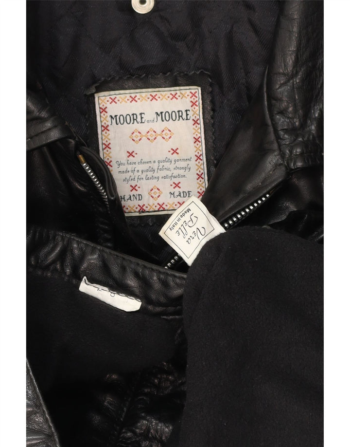 MORE & MORE Cappotto in pelle da uomo UK 40 Grande pelle nera