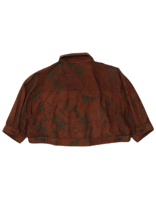 Giacca Bolero vintage da donna vestibilità ampia UK 14 marrone medio floreale