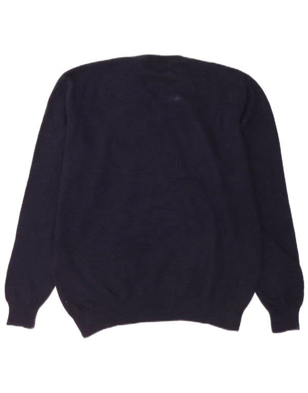 Maglione da uomo Marks & Spencer con scollo a V grande in cashmere blu navy