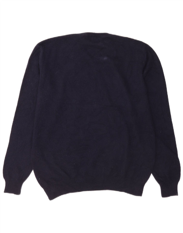 Maglione da uomo Marks & Spencer con scollo a V grande in cashmere blu navy