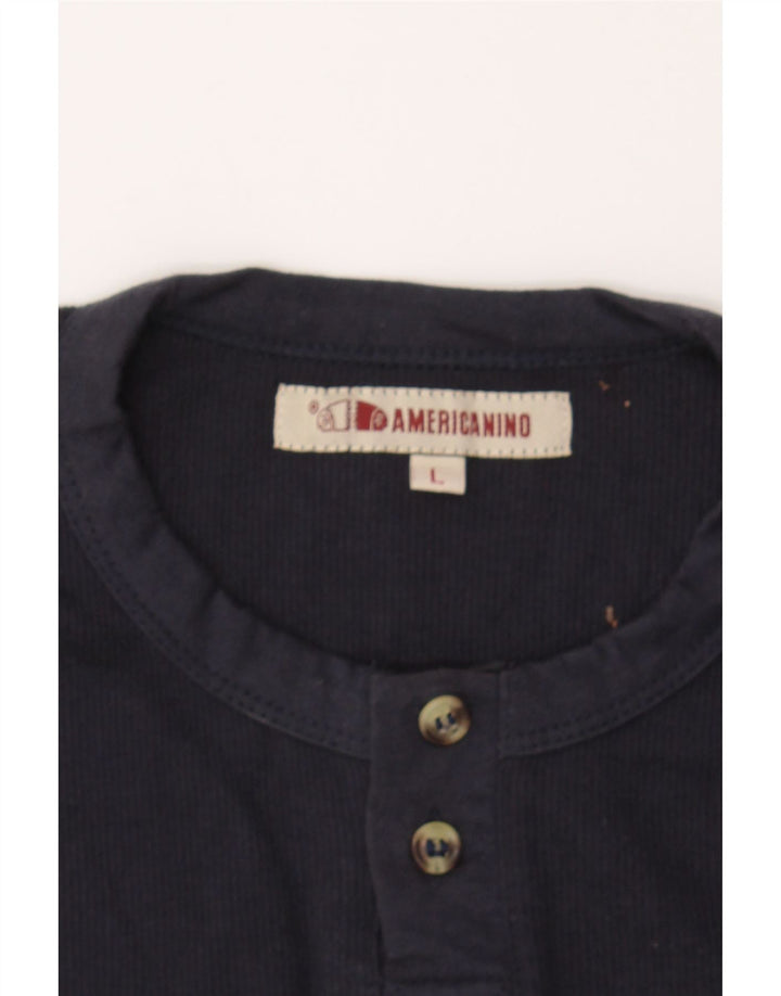 AMERICANINO Mens T-Shirt Top Large Navy Blue Vintage Americanino and Second-Hand Americanino from Messina Hembry 