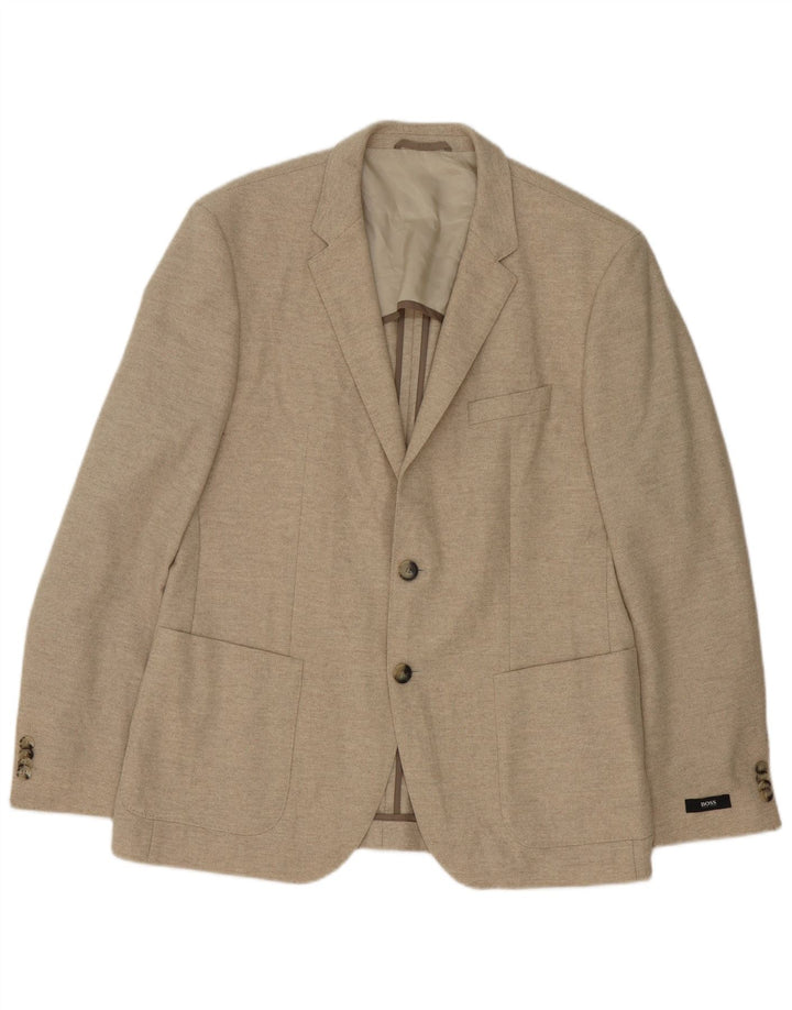 Giacca blazer da uomo a 2 bottoni Hugo Boss EU 52 XL Beige Lana vergine