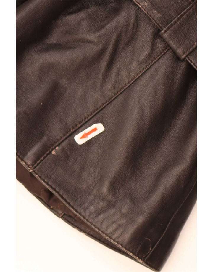 Giacca in pelle vintage da donna UK 10 piccola marrone