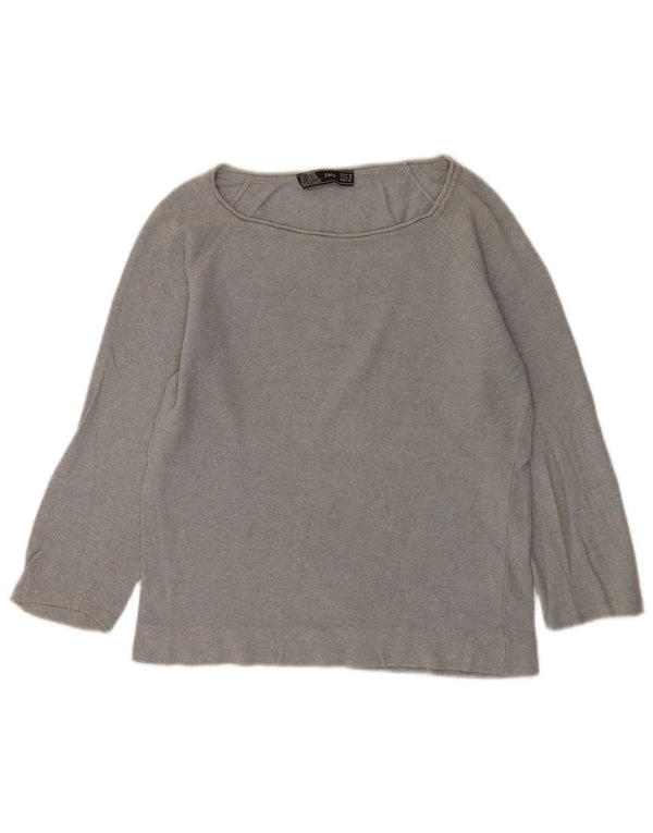 Maglione Zara da donna con scollo a barca con maniche a 3/4 UK 12 Rayon grigio medio