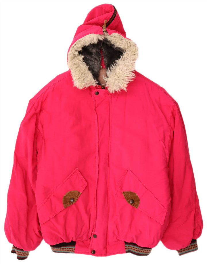 Giacca a vento grafica oversize da donna VINTAGE UK 14 rosa medio
