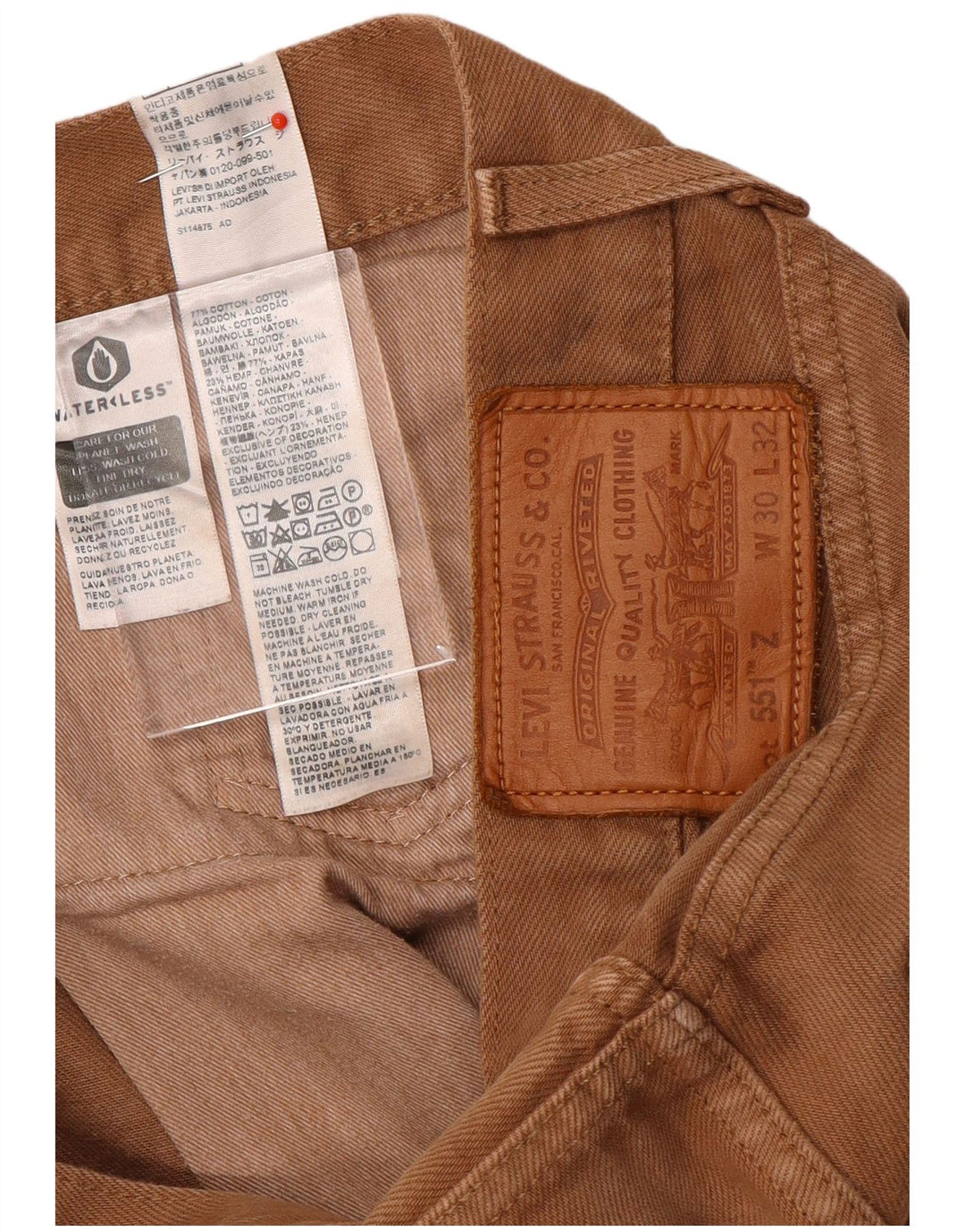 Levi's Uomo 551 Jeans dritti W30 L32 Cotone Marrone