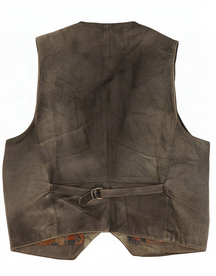 Gilet in pelle da uomo vintage EU 52 grande nero