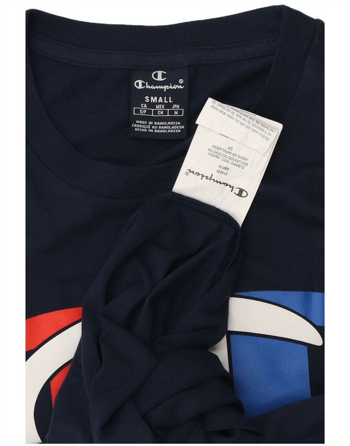 T-shirt grafica da uomo Champion Top piccola in cotone blu navy