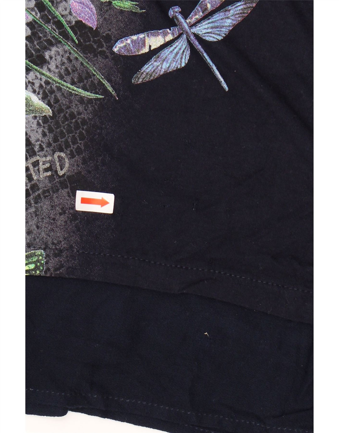 Desigual Donna Graphic Tunica Top UK 14 Medio Blu Navy Floreale