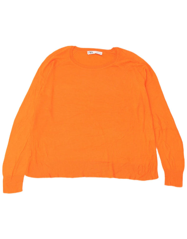 Maglione Zara da donna con scollo a barca UK 16 grande viscosa arancione