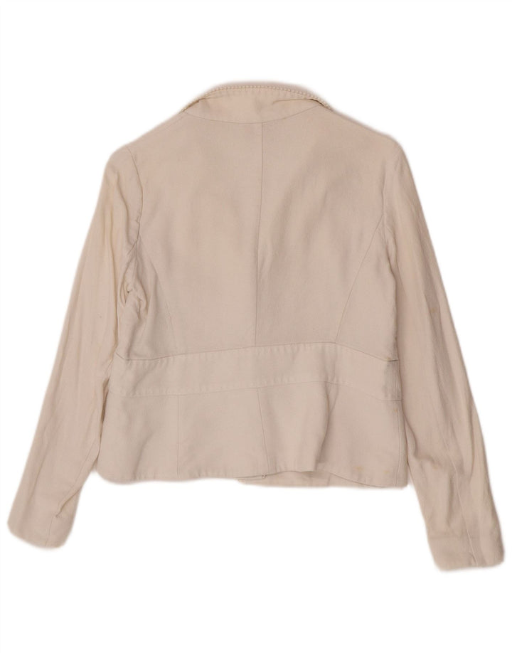 Giacca blazer corta da donna a 1 bottone Valentino IT 44 cotone bianco sporco medio