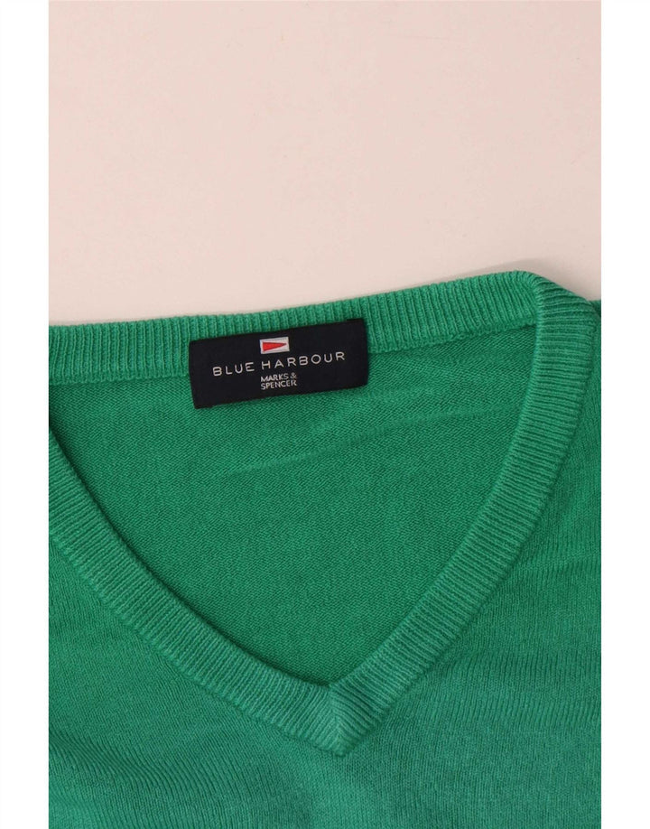 Maglione maglione con scollo a V blu Harbour da uomo Marks & Spencer grande verde