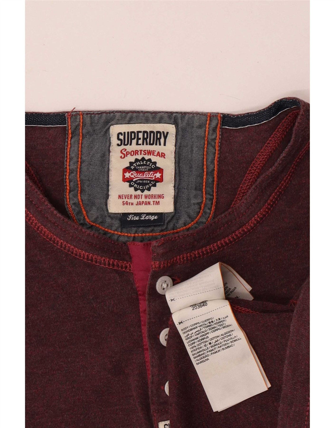 Top da uomo slim fit Superdry a maniche lunghe in cotone marrone rossiccio