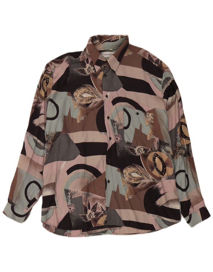 Nazzareno G. Camicia Uomo Fantasia Astratta XL Viscosa Multicolore