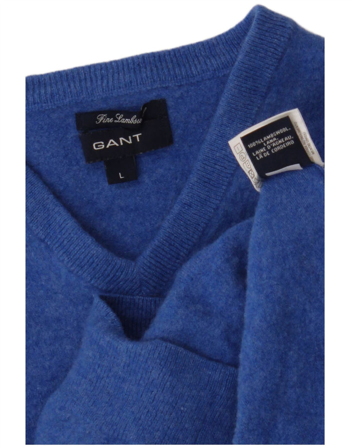 Maglione Gant per ragazzi con scollo a V, 7-8 anni, grande lana d'agnello blu
