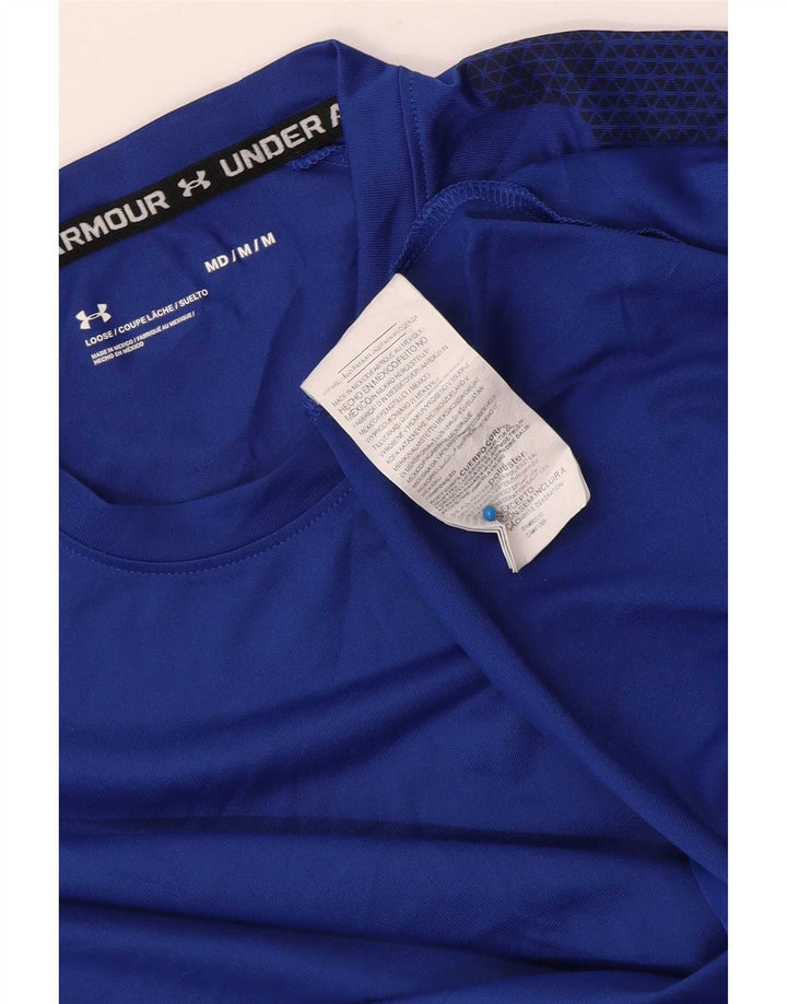 Maglia da uomo Under Armour a maniche lunghe in poliestere maculato blu medio