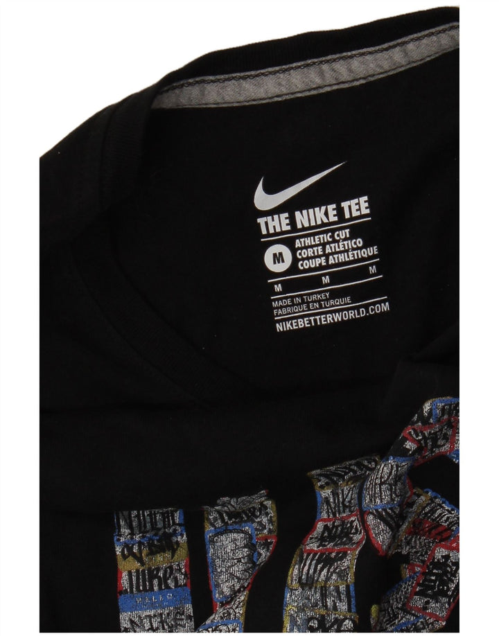 T-shirt grafica NIKE da donna con taglio atletico, taglia UK 12, cotone nero medio