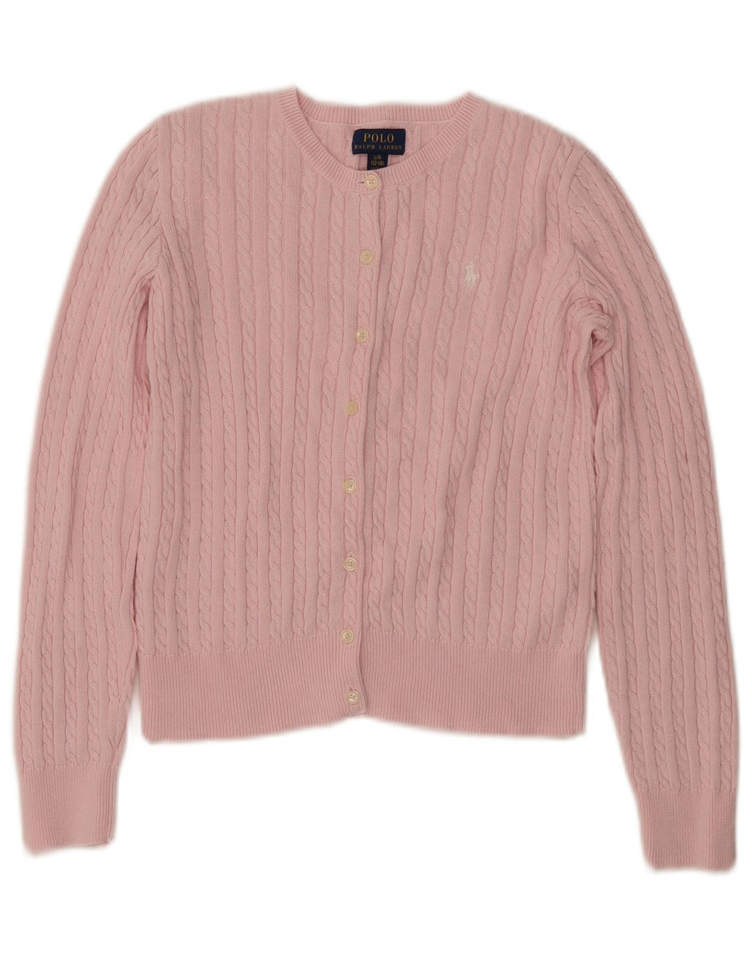 POLO RALPH LAUREN Maglione Cardigan Bambina 12-13 Anni Grande Rosa