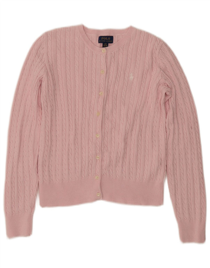 POLO RALPH LAUREN Maglione Cardigan Bambina 12-13 Anni Grande Rosa