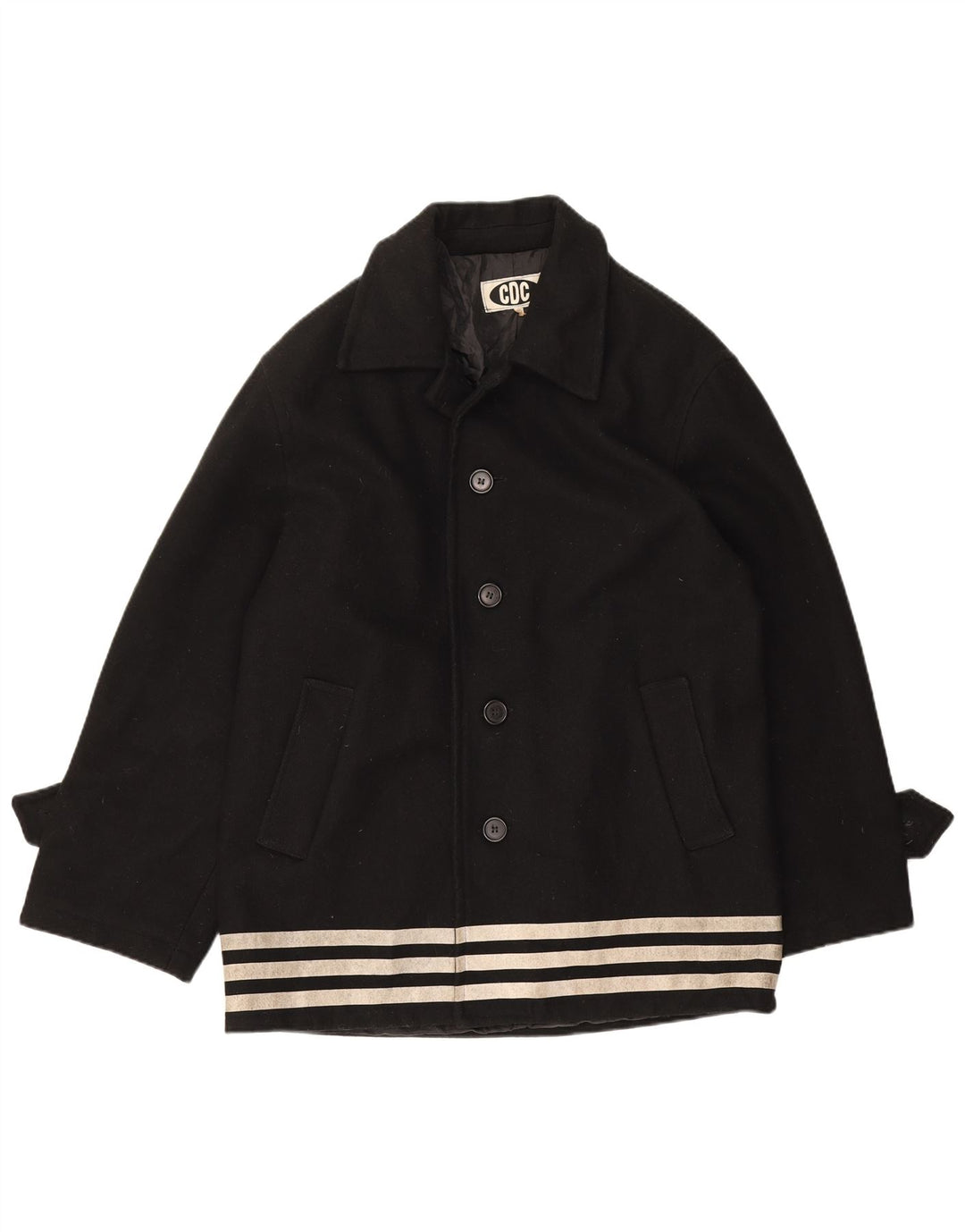 Soprabito vintage da uomo IT 50 grande in lana a righe nere
