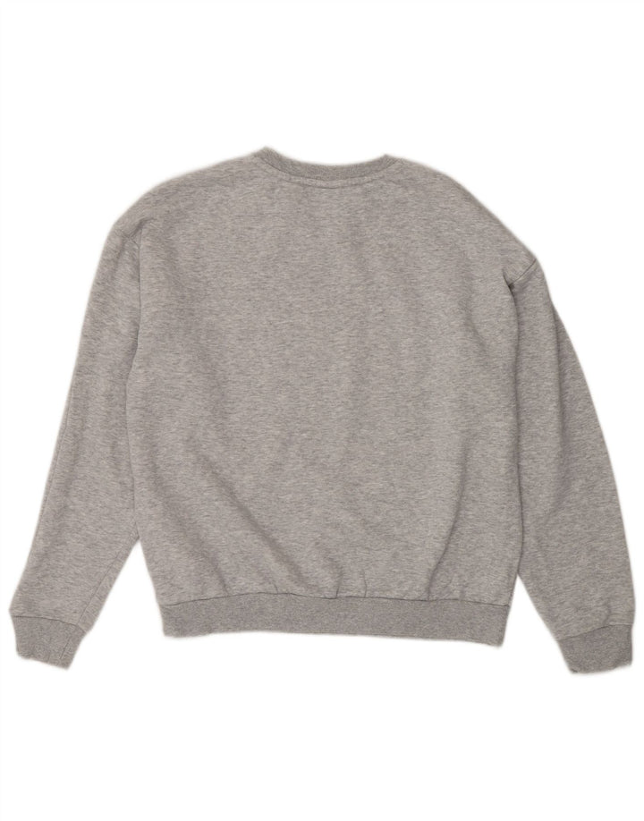 Felpa con grafica PUMA da donna, maglione UK 14, cotone screziato grigio medio