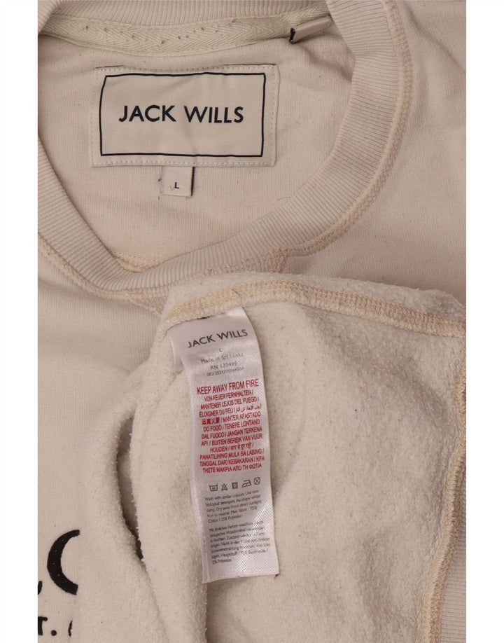 Felpa grafica da uomo Jack Wills Maglione grande cotone bianco