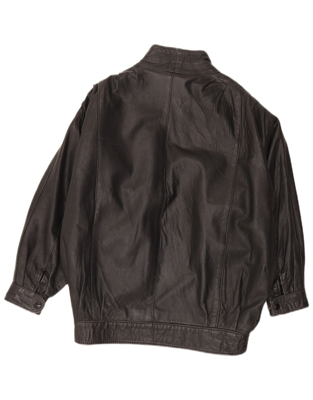 Giacca in pelle da donna vintage UK 20 2XL Pelle nera