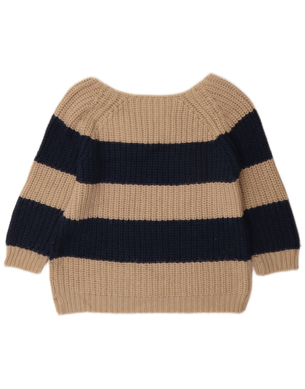 Oasis Maglione da donna con scollo a barca con maniche a 3/4 UK 10 Piccolo beige a righe