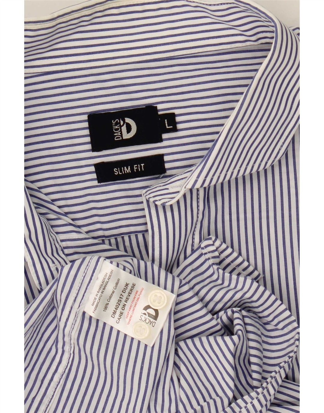 Camicia da uomo slim fit di Dack grande cotone gessato blu