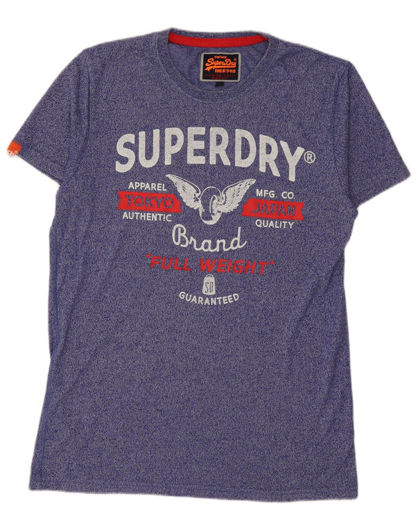 T-shirt grafica da uomo SUPERDRY Top grande in cotone chiazzato blu